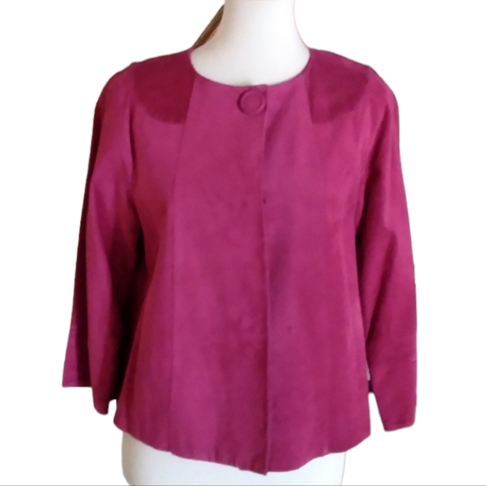 Jones New York Signature Vintage Magenta Suede Jacket